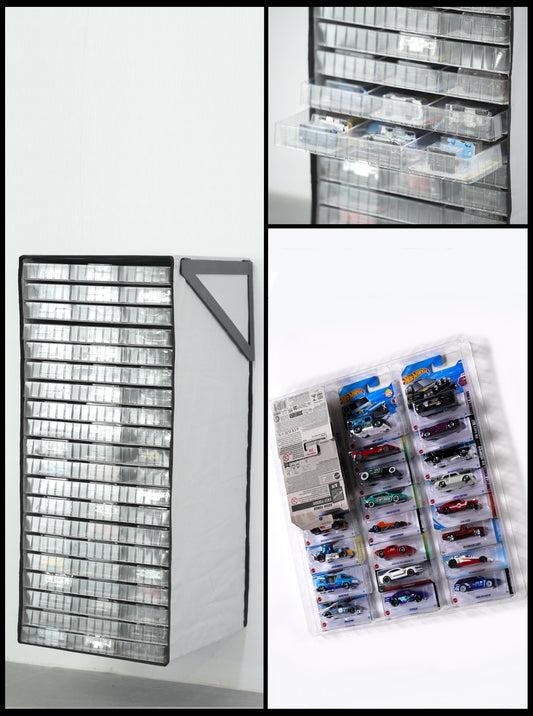 20 Trays TexRack® für HW Main Line und Matchbox auf Karte für über 500 Modelle